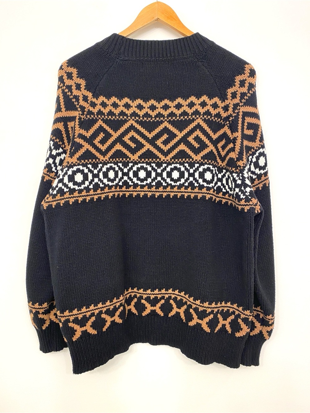Brunette the Label Fair Isle Knit Sweater Black Brown Oversized XS/S - Picture 2 of 11